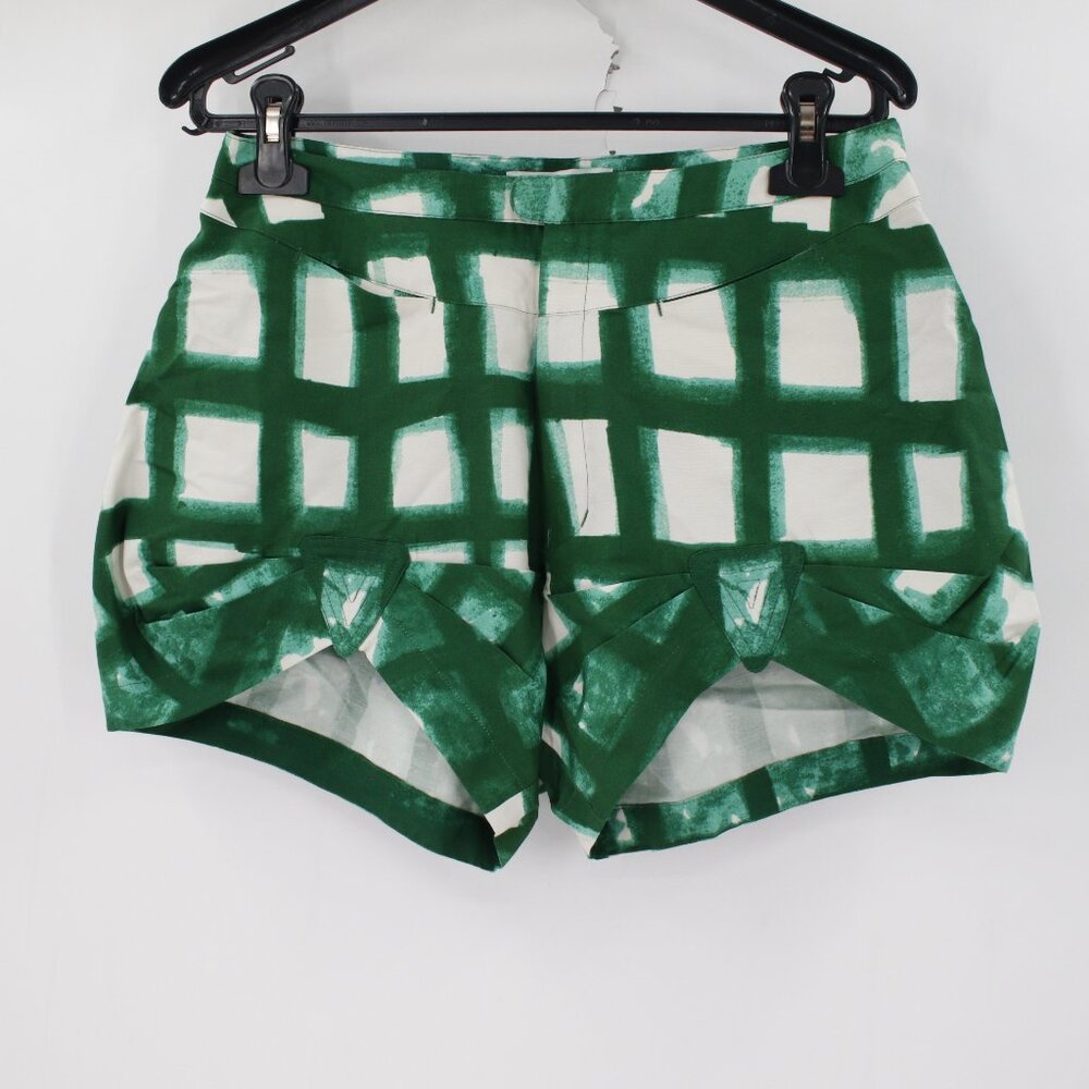 VTG Tsumori Chisato Shorts Womens 2 Cotton Silk 3" High Rise Windowpane Plaid